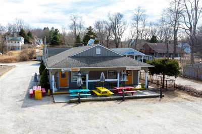 Aerial view of The Eccentric Bagel on Shelter Island, New York